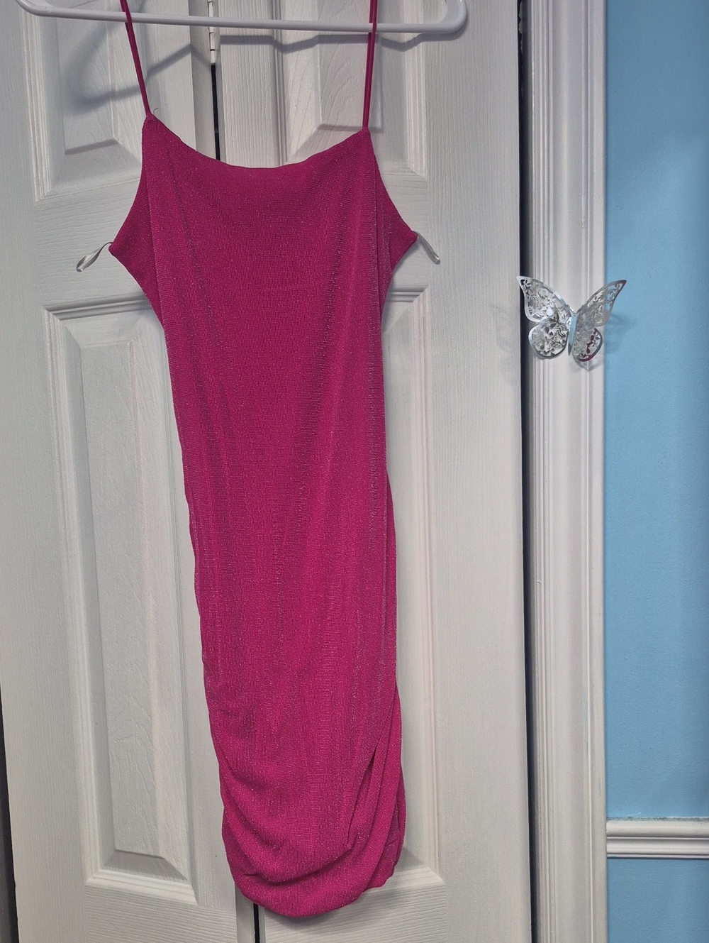 SHEIN Hot Pink Sparkle Slip Mini Dress